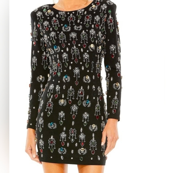 New Mac Duggal Jewel Embellished Velvet Mini Dress Prom Formal - Picture 1 of 16